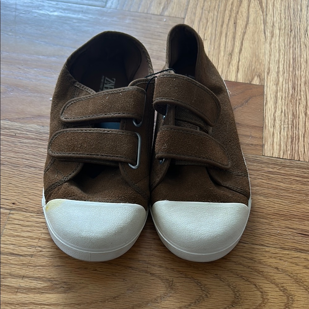 Brown Kids Shoes with Velcro Straps